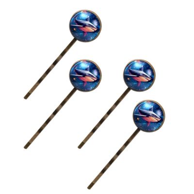 4 Pcs Hair Pins for Women, Ocean Shark Starry Sky Background Long Bobby Pins Vintage Hairpins Decorative Elephant Hair Barrettes with Jewelry Gift Box