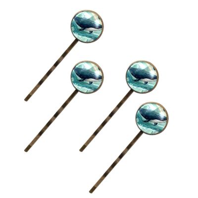 Ocean Whale Art Vintage Pattern Bobby Pins for Women, Vintage Brown Hair Pins with Gift Box, Invisible Wave Hairpins Barrette for Weddings Hair Accessories