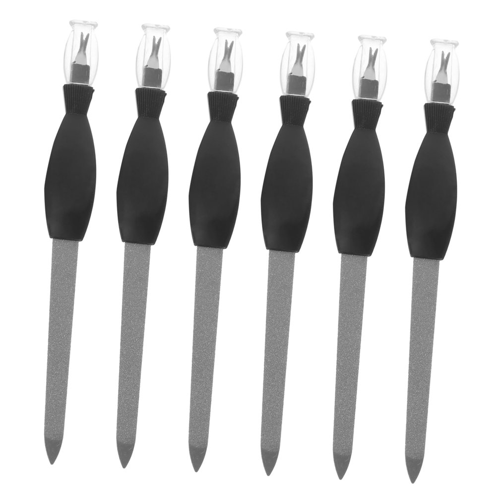Beaupretty 24pcs Dual-use Stainless Steel Nail File Dead Skin Pusher Fork Manicure Tools for Cuticle Care Nail Buffing Essential Black