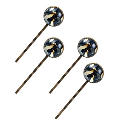 4 Pieces Bobby Pins Hair Clips for Women, Cute Penguins Seamless Pattern Decorative Hairpin Hair Barrettes for Girls, Elegant Brown Hair Accessories