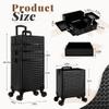 JINGUAN 3 in 1 Rolling Makeup Train Case Professional Large Cosmetic Trolley Cosmetology Case on Wheels Traveling Cart Trunk for Hairstylist Artist Nail Beauty Salon Barber, Black view 2