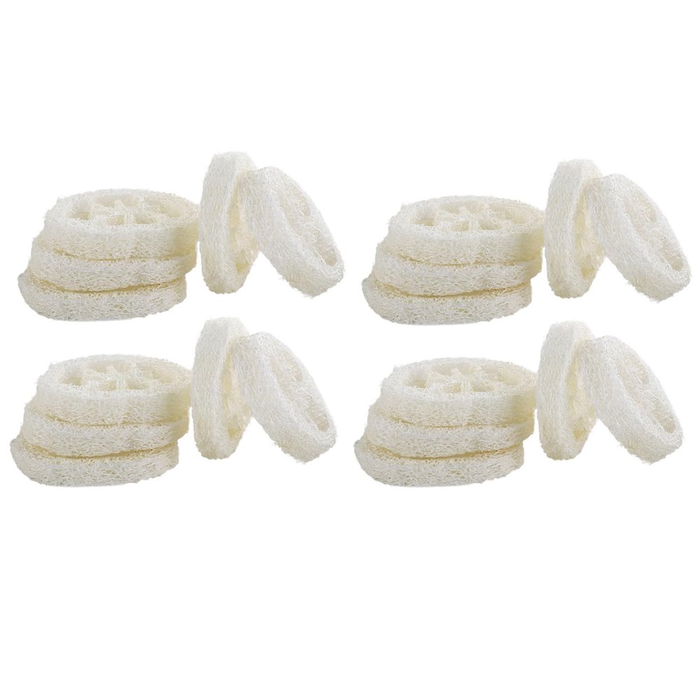 20pcs Natural Loofah Slices of 2in, Reusable Natural Loofah Cuts for Cleaner Sponge Scrubber, Facial Soap Holder and Handmade Loofah Soap Box Tools