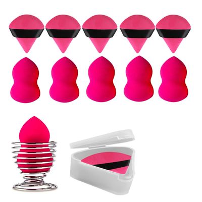 5pcs Makeup Sponge Beauty and 1 Holder, Flawless for Cream, Powder Liquid5pcs Powder Puff Face Makeup Sponge Soft Velour Triangle Powder Puffs for Loose Powder Setting and 1 travel box