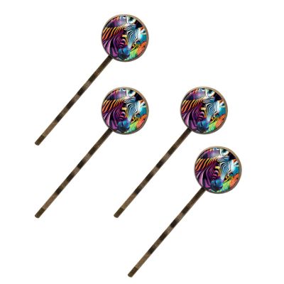 4 PCS Womens Hair Barrettes, Zebra Pattern Long Bobby Hair Pins for Girls, Stainless Steel Hair Clips Headwear Styling Tools Hair Accessories