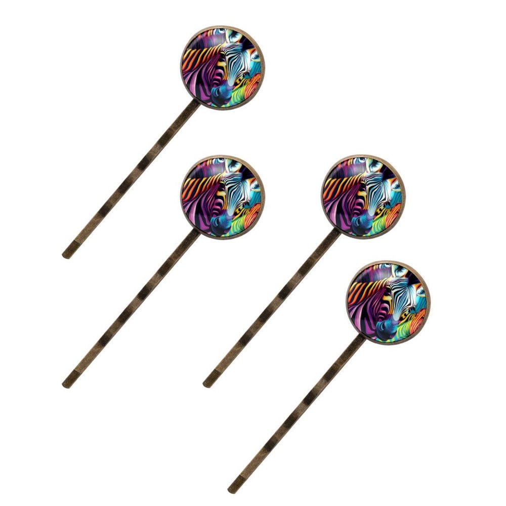 4 PCS Womens Hair Barrettes, Zebra Pattern Long Bobby Hair Pins for Girls, Stainless Steel Hair Clips Headwear Styling Tools Hair Accessories