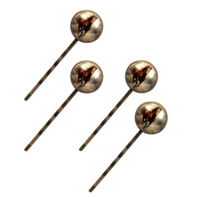 4 Pcs Hair Pins for Women, Art Horse Retro Pattern Long Bobby Pins Vintage Hairpins Decorative Elephant Hair Barrettes with Jewelry Gift Box
