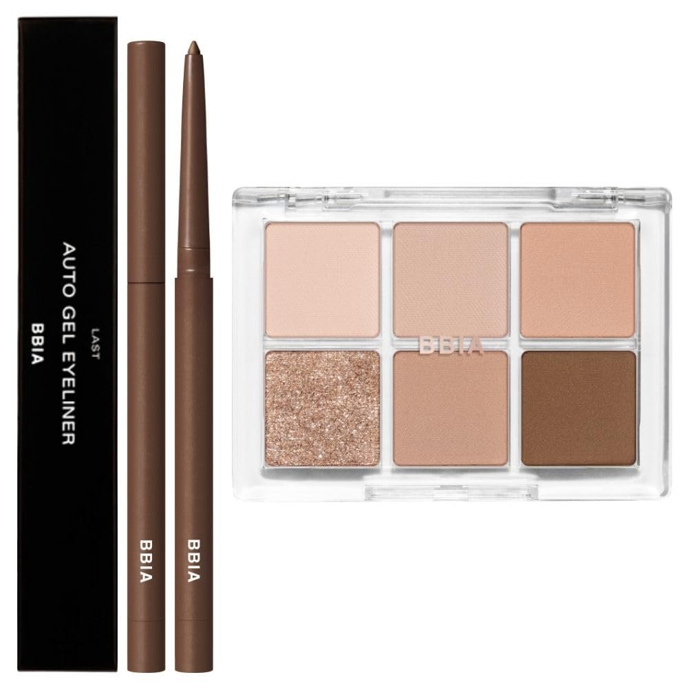 BBIA Last Auto Gel Eyeliner (04 MELLOW BROWN) + Ready To Wear Eye Palette (02 MOOD BLUSH) Bundle Set