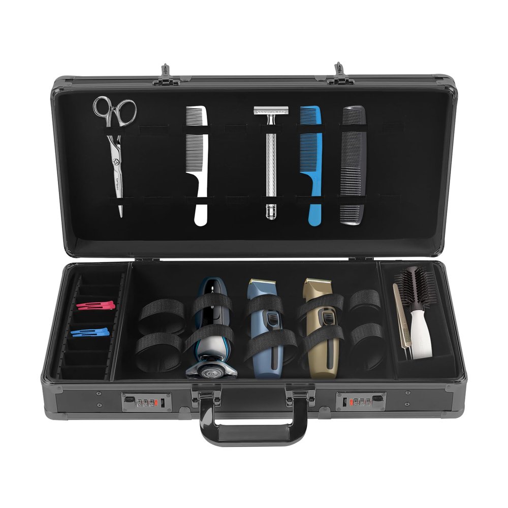 Salon Barber Cases for Clippers Barber Tool Box Organizer Hair Stylist Tool Kits Portable Barber Travel Carrying Case Tool Box w/3-Digit Security Lock