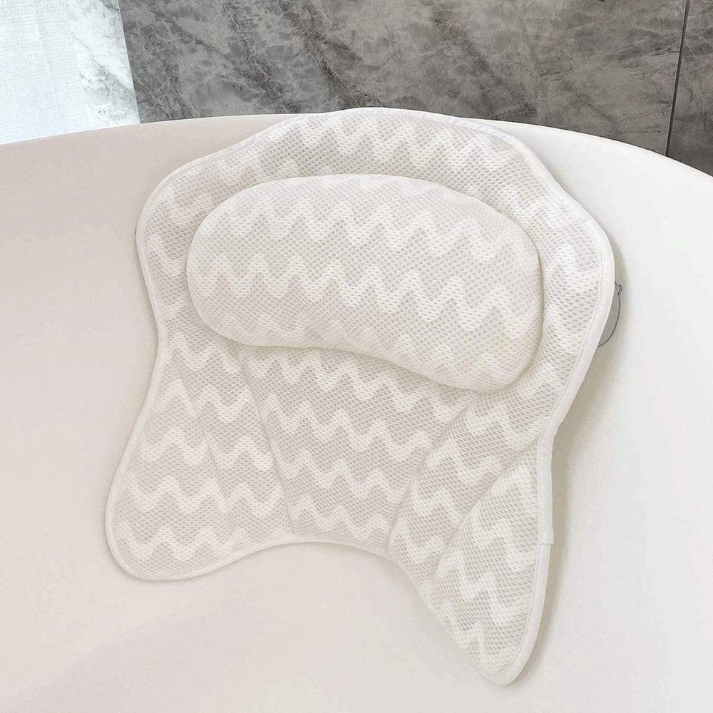 Bath Pillow Bathtub Pillow, Bath Pillow Bath Pillow, Non-Slip Spa Bathtub Mat with 3D Air Mesh Technology and 6 Suction Cups for Tub Neck Head Shoulder Pillows Support Cushion Headrest Luxury Soft Bat