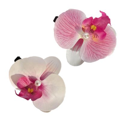 BEIYINAI 2pcs Elegant Hair Grips Orchids Flower Hair Clip Delicate Floral Hair Grip for Girls and Women Fashion Hair Accessories Wedding Hair Accessory