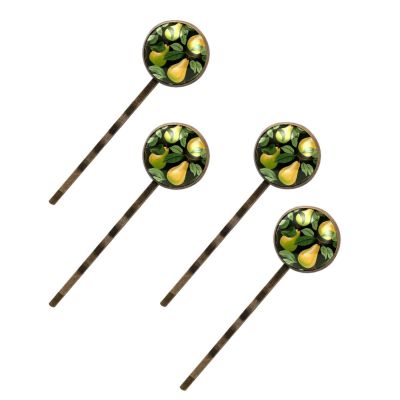 4 Pcs Hair Pins for Women, Fruit Pear Long Bobby Pins Vintage Hairpins Decorative Elephant Hair Barrettes with Jewelry Gift Box