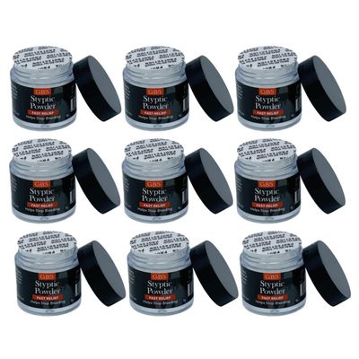 G.B.S Styptic Powder Jars for Shaving Nicks, Razor Cuts, Canker Sore (5gm Each) (9), White