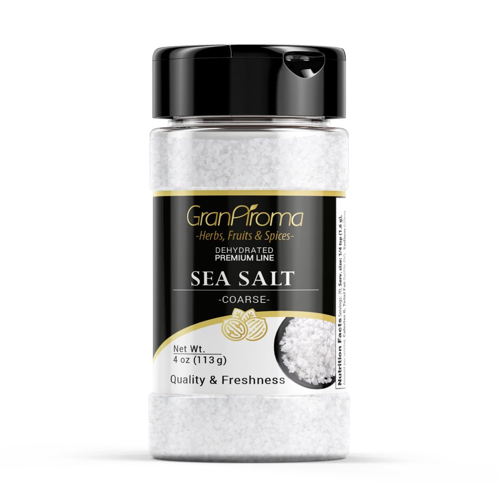 GranAroma Coarse Sea Salt, Finishing Salt, Cooking and Bath Additive (4 Ounce)