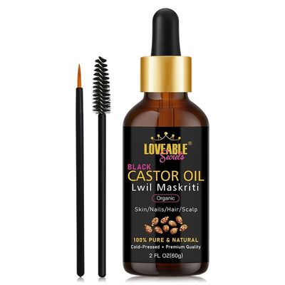Castor Oil Organic for Face, Hair and Nails- Organic Castor Oil Cold Pressed Glass Bottle with Dropper - Eyebrow & Eyelash Growth Serum - Skin & Scalp Moisturizer Essential Oil for Women and Men (1FL)