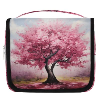 YPPAHHHH Hanging Travel Toiletry Bag for Women Men, Abstract Cherry Blossom Tree Portable Cosmetic Bag Art Floral Tree Makeup Bag with Hook Waterproof Organizer Pouch Accessories