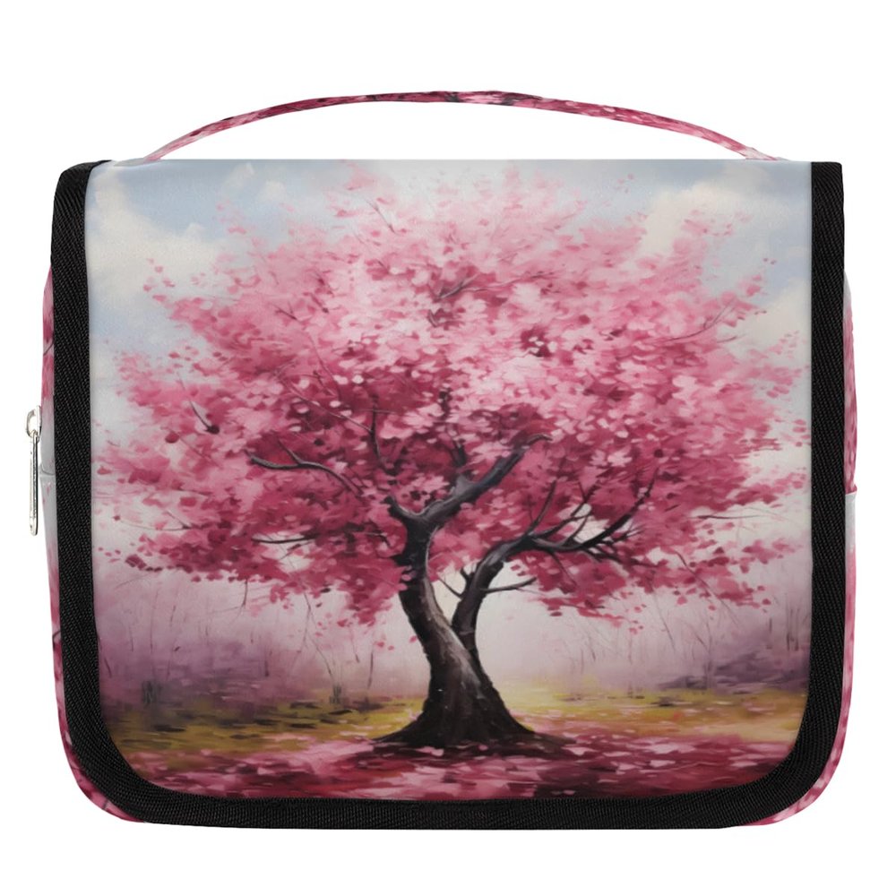 YPPAHHHH Hanging Travel Toiletry Bag for Women Men, Abstract Cherry Blossom Tree Portable Cosmetic Bag Art Floral Tree Makeup Bag with Hook Waterproof Organizer Pouch Accessories