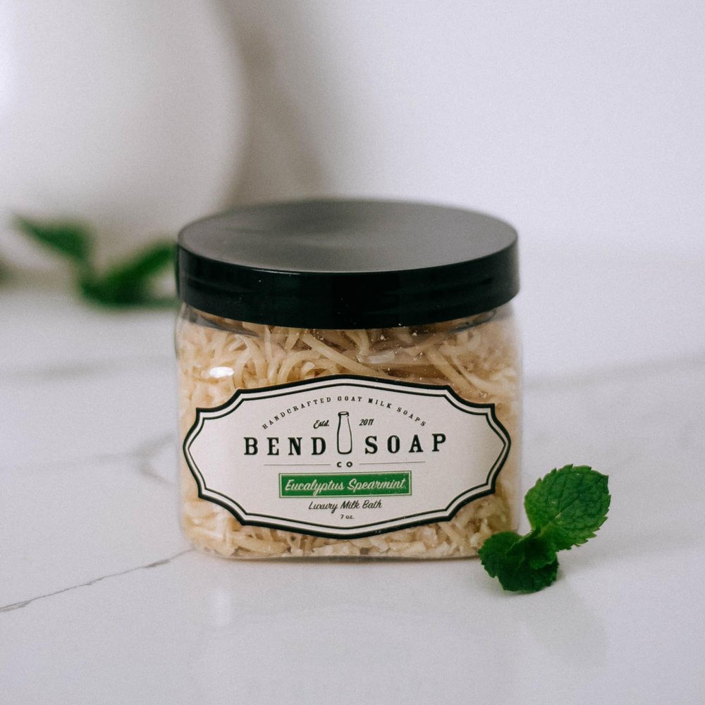 Eucalyptus Spearmint Milk Bath, 100% Natural Ingredients, Gentle Cleanser, Hydrates Moisturize and Softens The Skin, Handcrafted Goat Milk Soap Bubble Bath, Essential Oil, 2 lbs - by Bend Soap