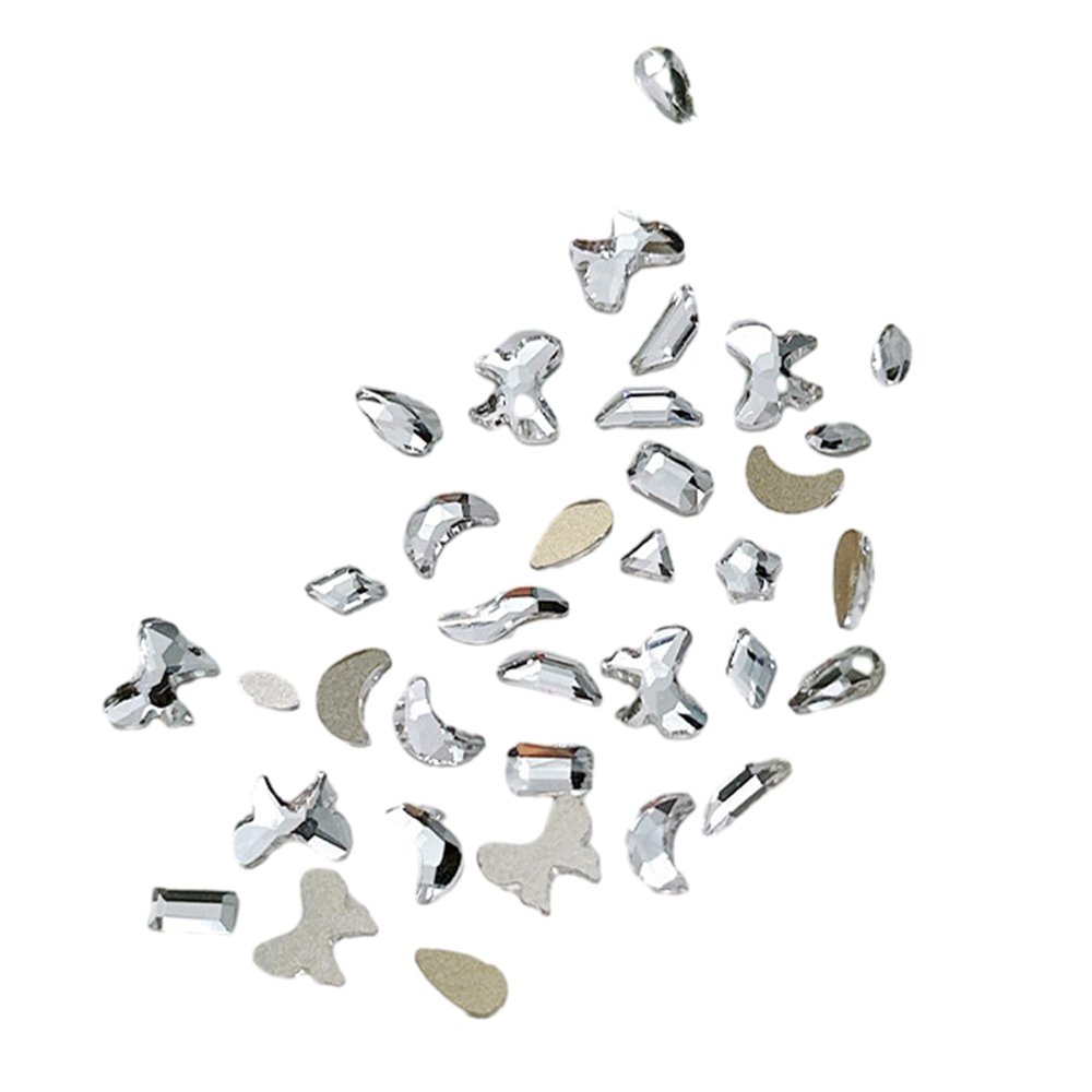 GMBYLBY 100Pack Fashion Glass Nail Art Jewelry Crystal 3D Diamond Rhinestones Nail Rhinestones Nail Decoration Nail Art Set Nail Design Crystal Nail Accessories Mixed Stones, White