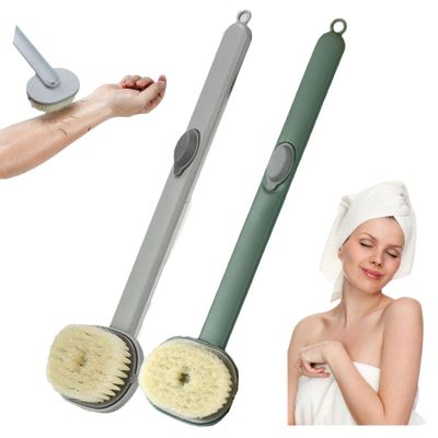 2024 Newest Long Handle Shower Brush for Body with Soap Dispenser, Scrub Shower Cleaning Brush, Bath Massage/Skin Scrubber/Exfoliating Brush/Back Scratcher for Women Men (1PC Green +1PC Blue)