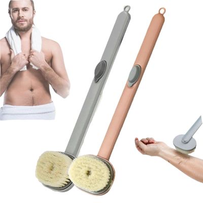 2024 Newest Body Scrubbers for Use in Shower, Bath Brush Long Handle for Shower, Dry Back Scratcher/Skin Scrubber/Bath Massage/Exfoliating Brush for Women Men (1PC Pink +1PC Blue)