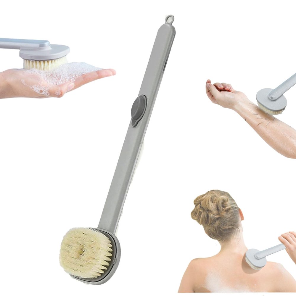2024 Newest Long Handle Shower Brush for Body with Soap Dispenser, Bath Scrubber for Cleaning, Skin Scrubber/Exfoliating Brush/Back Washer for Shower for Women Men (1PC Blue)