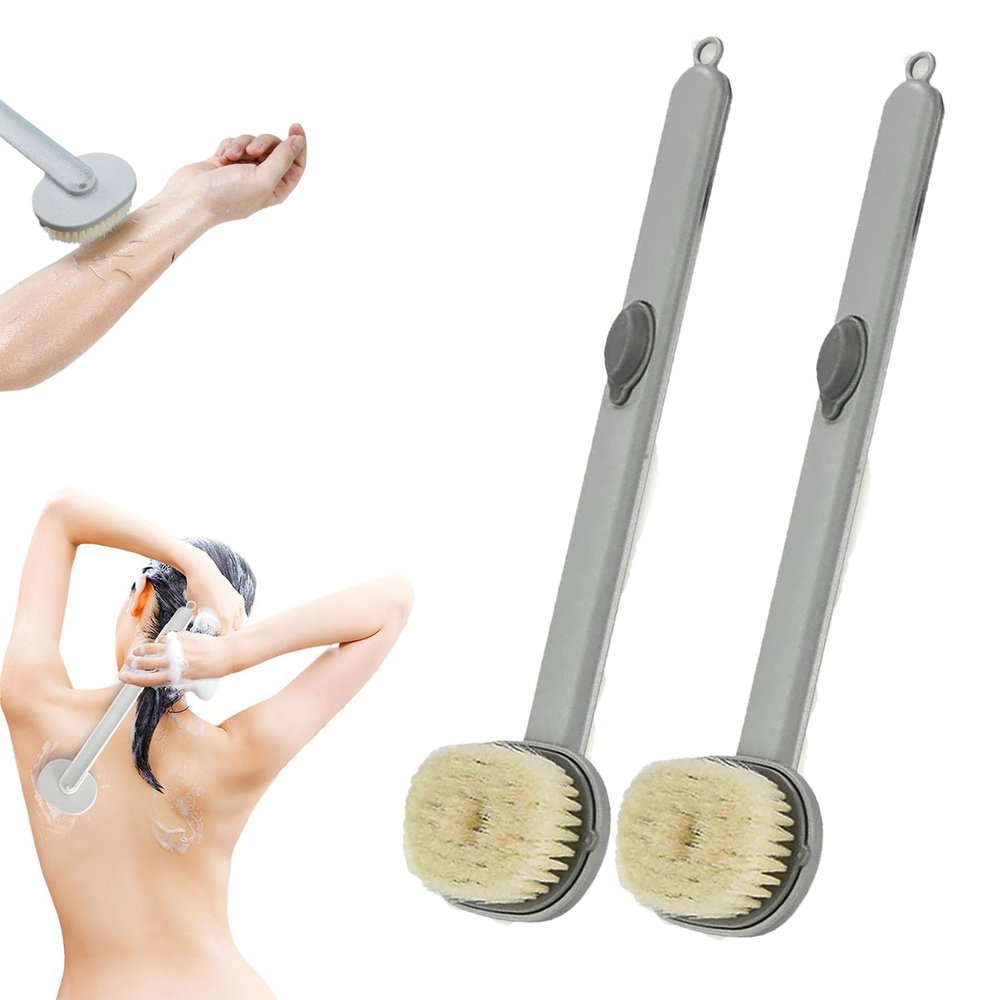 2024 Newest Back Scratcher Shower Brush for Body for Women Men with Soap Dispenser, Long Handle Body Scrubbers for Use in Shower, Skin Exfoliating Scrubbing Brush for Cleaning (2PCS Blue)