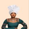 2024 African Female Turban Cap Women's Auto gele Headtie Nigeria Raw Silk Fan Gele Wedding Party Head Wraps Headwear Turbante (White) view 2