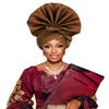 2024 African Female Turban Cap Women's Auto gele Headtie Nigeria Raw Silk Fan Gele Wedding Party Head Wraps Headwear Turbante (Coffee) view 1