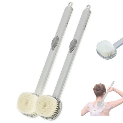 2024 Newest Bath Back Brush Long Handle for Shower, Massage Shower Cleaning Brush/Skin Scrubber/Dry Body Bursh for Cleaning with Soap Dispenser for Men Women (2PCS Blue)