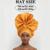 2024 African Female Turban Cap Women's Auto gele Headtie Nigeria Raw Silk Fan Gele Wedding Party Head Wraps Headwear Turbante (Lake Blue) view 3