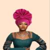 2024 African Female Turban Cap Women's Auto gele Headtie Nigeria Raw Silk Fan Gele Wedding Party Head Wraps Headwear Turbante (Lake Blue) view 4