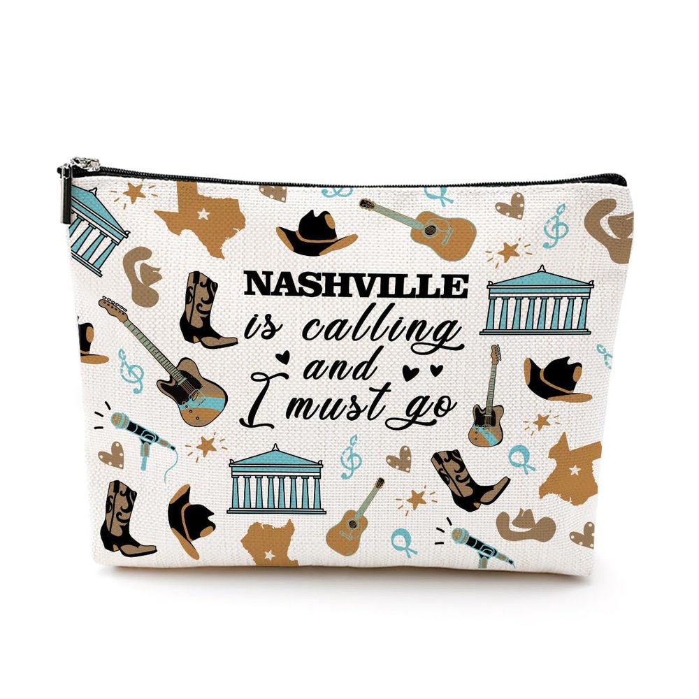 Nashville Gifts Nashville Makeup Bag Cosmetic Bag Nashville Souvenirs Funny Nashville Travel Gifts Birthday Bachelorette Party Friendship Gifts for Nashville Lovers Women Girls Bridesmaid Christmas