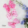 Hair Bow with Striped Grosgrain Ribbon, 6 inch Hairbow (Pink) view 2