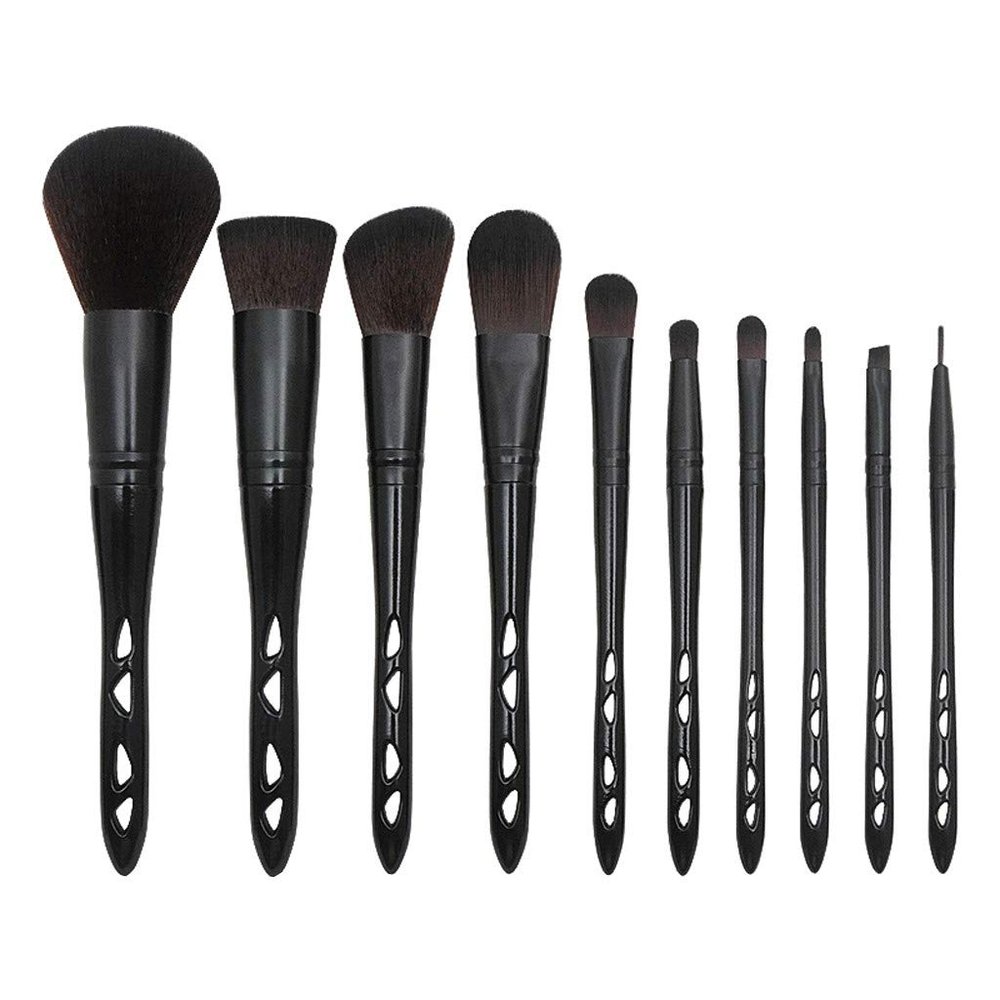 IBDRYKK Cosmetic Makeup Brow Cheek Eyeshadow Brush Set Tool Eyeliner Powder 10Pcs Brush, Black