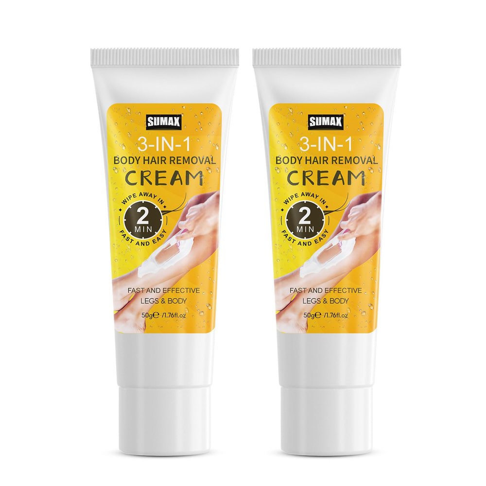 SUMAX 50G Travel Size Underarm Hair Removal Cream for Women Depilatory Cream Painless Hair Removal Cream Fast and Effective Body Hair Removal Cream for Bikini, Arms, Legs Hair Removal - 2 Pack