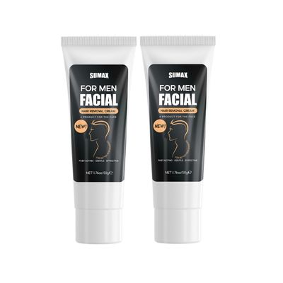 SUMAX Hair Removal Cream for Men 50G Travel Size Depilatory Cream Painless Hair Removal Cream Fast and Effective Body Hair Removal Cream for Face Hair Removal - 2 Pack