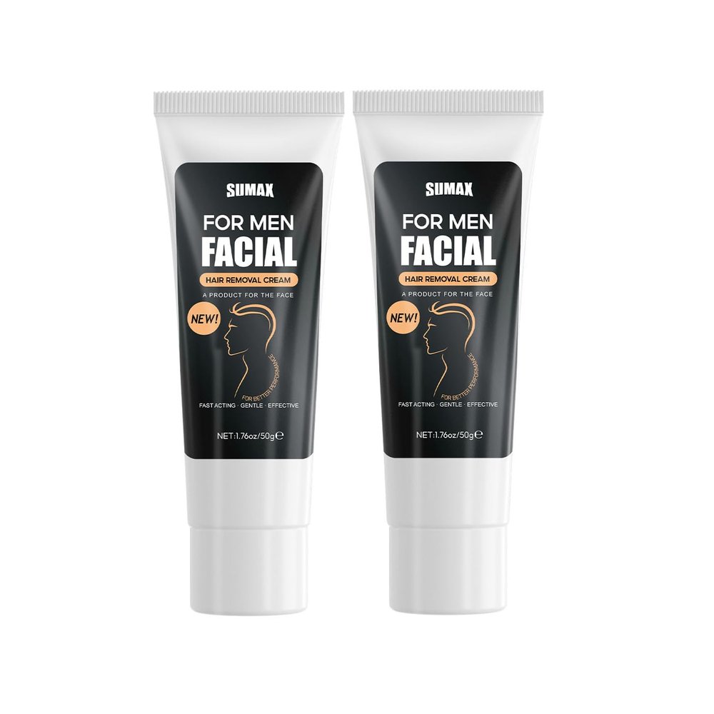 SUMAX Hair Removal Cream for Men 50G Travel Size Depilatory Cream Painless Hair Removal Cream Fast and Effective Body Hair Removal Cream for Face Hair Removal - 2 Pack