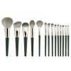 14Pcs Makeup Brushes Set Green Large Fluffy Soft Eye Shadow Foundation Brush super soft bristles for beginners Women Powder Blush Blending Beauty Make Up Tools view 2
