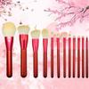 IBDRYKK 12PCS Makeup Brush Set - Soft Synthetic Fiber Hair Red Liquid Eyeliner Eye Shadow Lip Brush(Color:Red+Gray brush bag) view 2