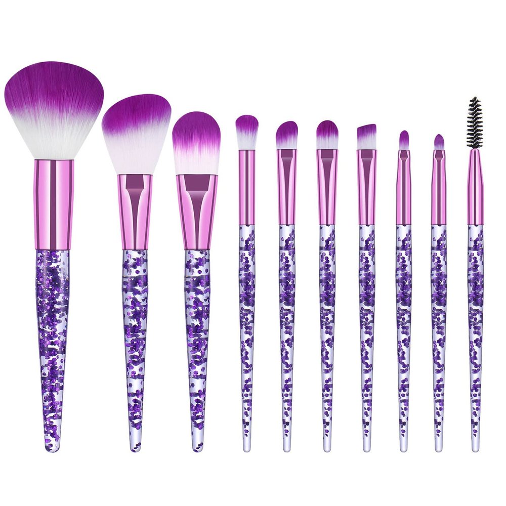 IBDRYKK Glitter Eye Brush Lip Brushes Cute Crystal Bling Sets Set Makeup Dazzled For Face Eyeshadow Makeup Brush Foundation(Color:Purple)