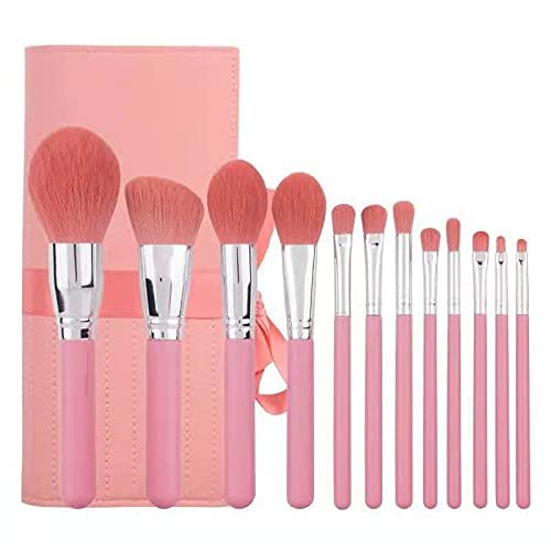 12 New Light Blue And Pink Handle Makeup Brushes, Foundation Eye Shadow Brushes, Beauty Tools Set(Color:12 pink+brush packs)