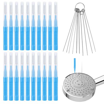30pcs Shower Head Cleaner Tools, Shower Head Cleaning Brushes Multi-Sized Shower Head Cleaner Picks for Small Hole Anti-Clogging Cleaning Brush for Gap Nozzle Slot (Blue)