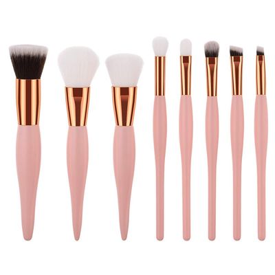 IBDRYKK Eyebrow Makeup Foundation Brush Tools Wooden 8PCS Cosmetic Brush Sets Eyeshadow Brush One Items, Pink