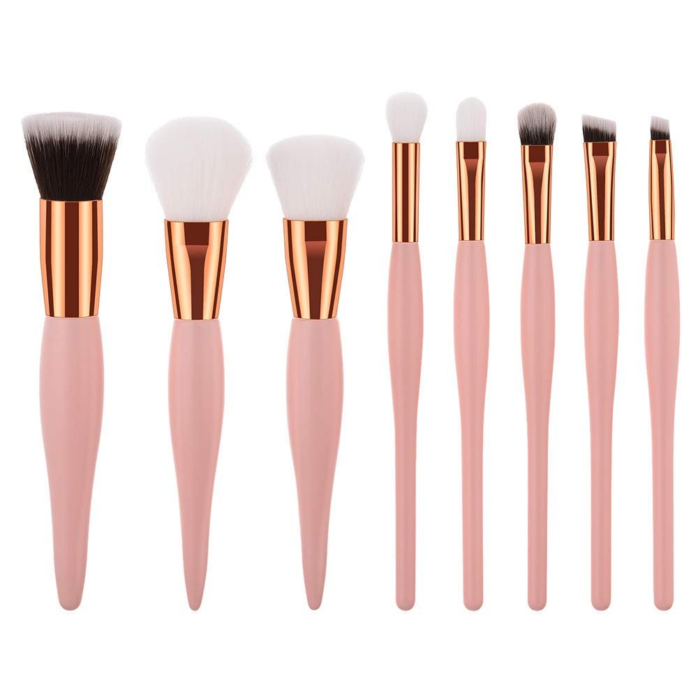 IBDRYKK Eyebrow Makeup Foundation Brush Tools Wooden 8PCS Cosmetic Brush Sets Eyeshadow Brush One Items, Pink