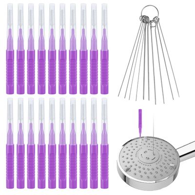 30pcs Shower Head Cleaner Tools, Shower Head Cleaning Brushes Multi-Sized Shower Head Cleaner Picks for Small Hole Anti-Clogging Cleaning Brush for Gap Nozzle Slot (Purple)