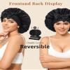 AWAYTR Silk Bonnet for Sleeping Women 100% Mulberry Silk Hair Bonnet with Band 2 Layer Reversible Sleeping Hair Wrap (Black, 7 3/8) view 2