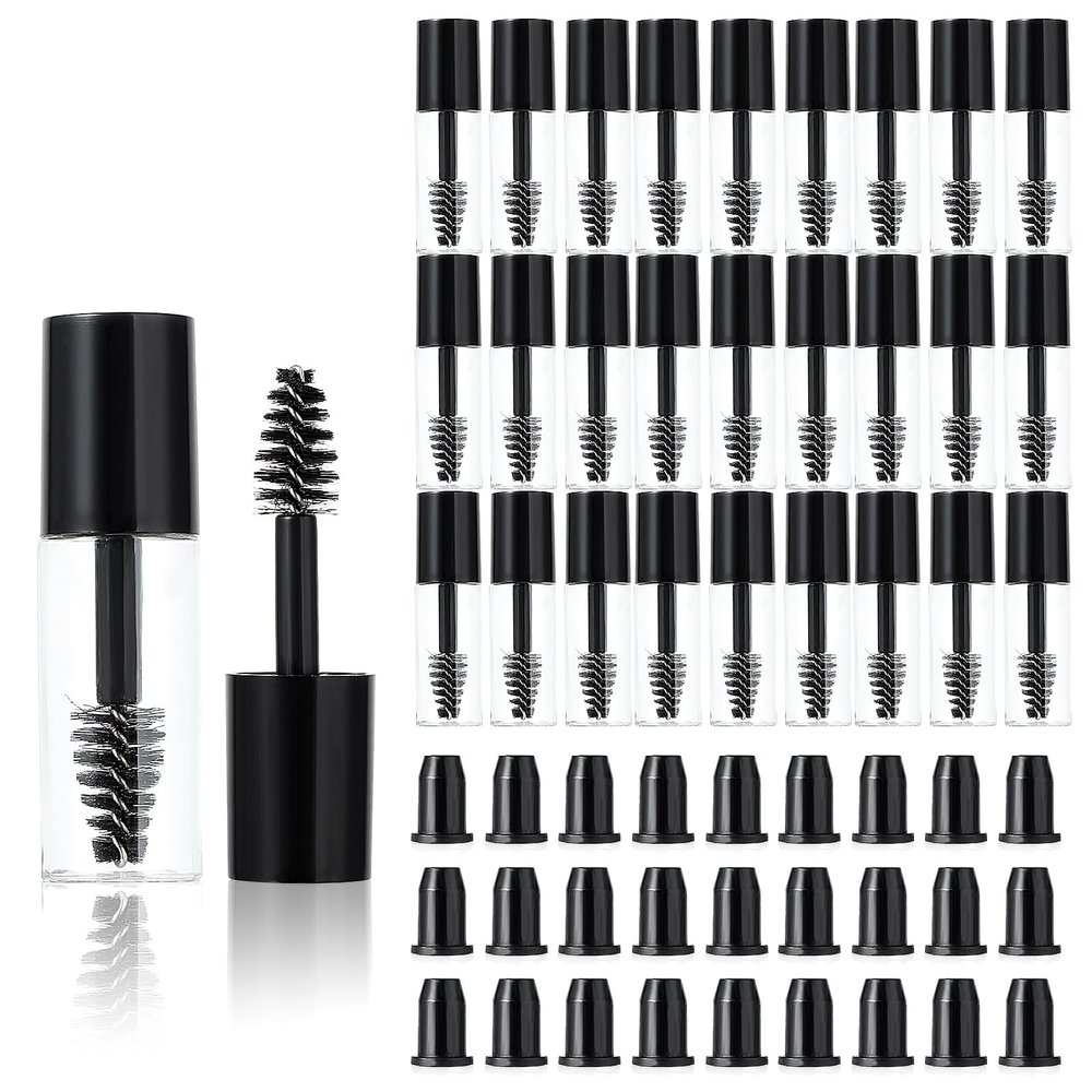 27Pcs Empty Mascara Tubes with Wand Mini 3ml Empty Mascara Bottles with Brush Rubber Inserts Small Sample Size Eyelash Growth packing Tube Container for Travel(Black)