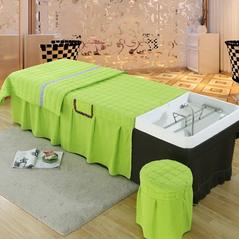 3-Piece Massage Table Sheet Set,Solid Color Beauty Bed Cover Hair Wash Bedspread Bed Sheet Ideal for Aesthetics Massage,O,150 * 70cm (H 150 * 68cm)