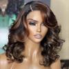 oulaer Highlight 1b/30 Color Human Hair Wig 13x6 Lace Body Wave Short Bob Glueless Wigs HD Transparent Lace Front Wig Natural Hairline 150% Density Pre Plucked Brazilian Hair with Baby Hair 14inch view 4