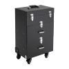 BAIODNB Rolling Makeup Train Case, 3 Trays Cosmetic Case Trolley,Nail Travel Case for nail tech Make Up Suitcase Cosmetic Trolley, Makeup Suitcase with Wheels (Black) view 1